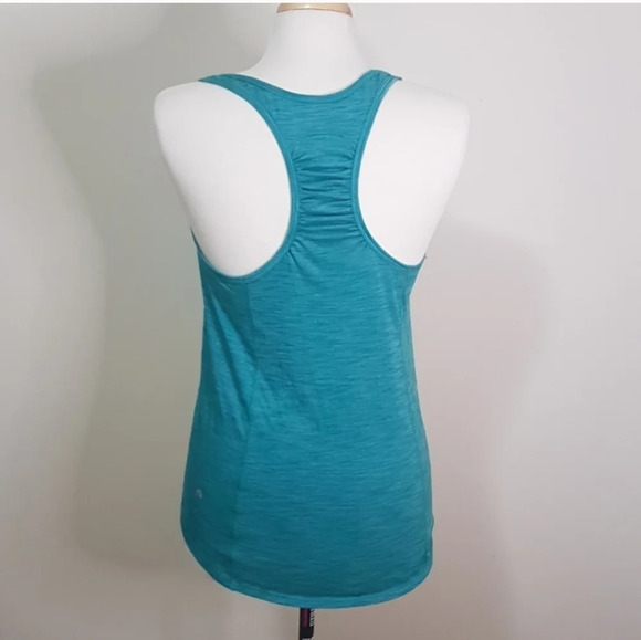 lululemon our sport roushed racer back heathered teal green lightweight tank top - Picture 5 of 7